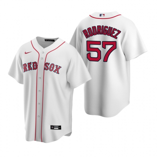 Mens Nike Boston Red Sox 57 Eduardo Rodriguez White Home Stitched Baseball Jersey