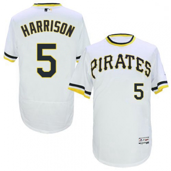 Mens Majestic Pittsburgh Pirates 5 Josh Harrison White Flexbase Authentic Collection Cooperstown MLB