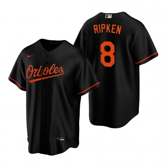 Mens Nike Baltimore Orioles 8 Cal Ripken Jr Black Alternate Stitched Baseball Jerse