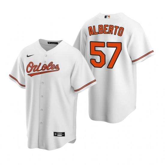 Mens Nike Baltimore Orioles 57 Hanser Alberto White Home Stitched Baseball Jersey