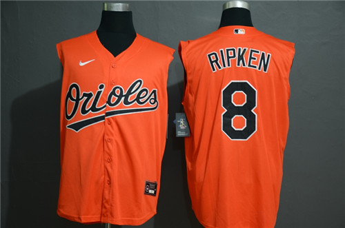 Orioles 8 Cal Ripken Jr Orange Nike Cool Base Sleeveless Jersey