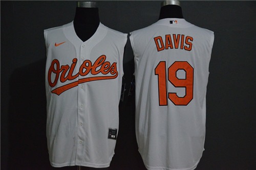 Orioles 19 Chris Davis White Nike Cool Base Sleeveless Jersey