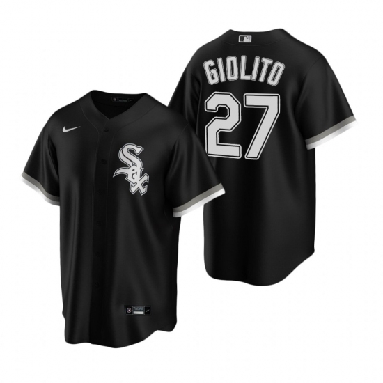 Mens Nike Chicago White Sox 27 Lucas Giolito Black Alternate Stitched Baseball Jersey