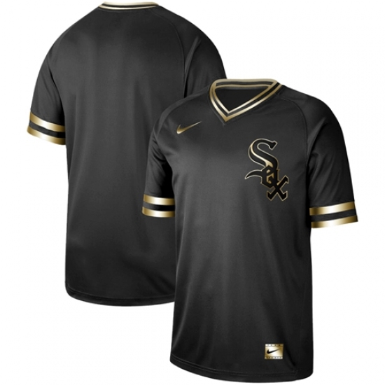 Mens Nike Chicago White Sox Blank Black Gold Authentic Stitched Baseball Jersey