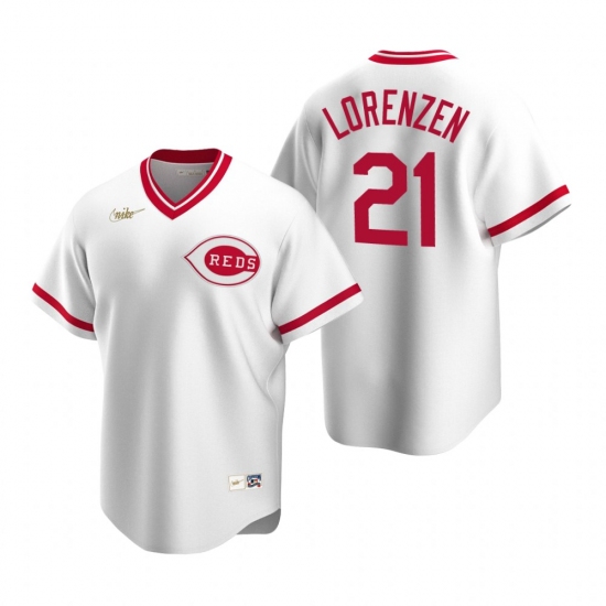 Mens Nike Cincinnati Reds 21 Michael Lorenzen White Cooperstown Collection Home Stitched Baseball Je