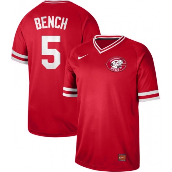 Mens Nike Cincinnati Reds 5 Johnny Bench Red Authentic Cooperstown Collection Stitched Baseball Jers