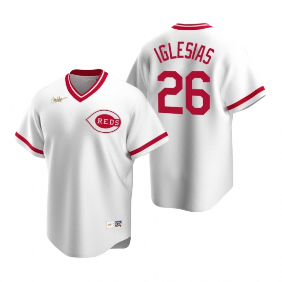 Mens Nike Cincinnati Reds 26 Raisel Iglesias White Cooperstown Collection Home Stitched Baseball Jer