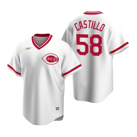 Mens Nike Cincinnati Reds 58 Luis Castillo White Cooperstown Collection Home Stitched Baseball Jerse