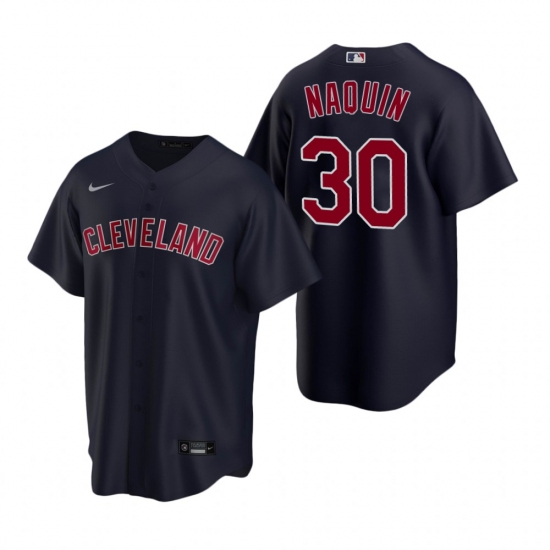 Mens Nike Cleveland Indians 30 Tyler Naquin Navy Alternate Stitc