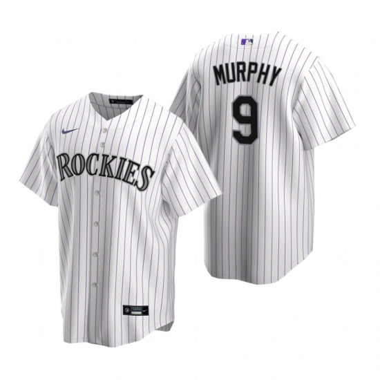 Mens Nike Colorado Rockies 9 Daniel Murphy White Home Stitched B