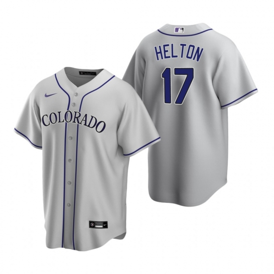 Mens Nike Colorado Rockies 17 Todd Helton Gray Road Stitched Baseball Jerse