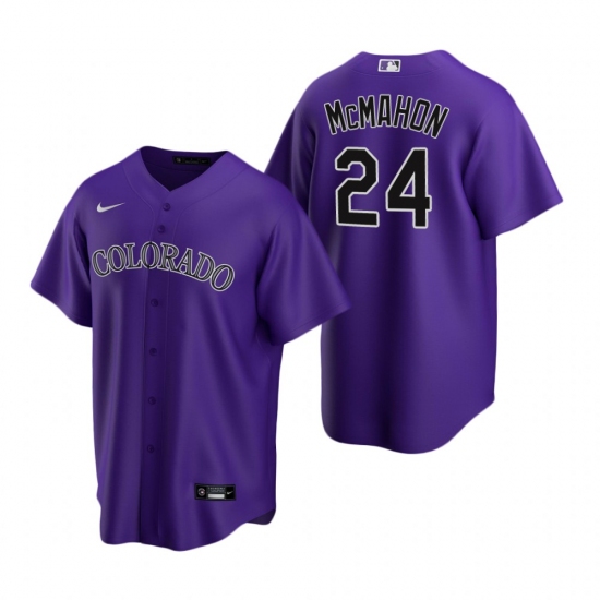 Mens Nike Colorado Rockies 24 Ryan McMahon Purple Alternate Stit