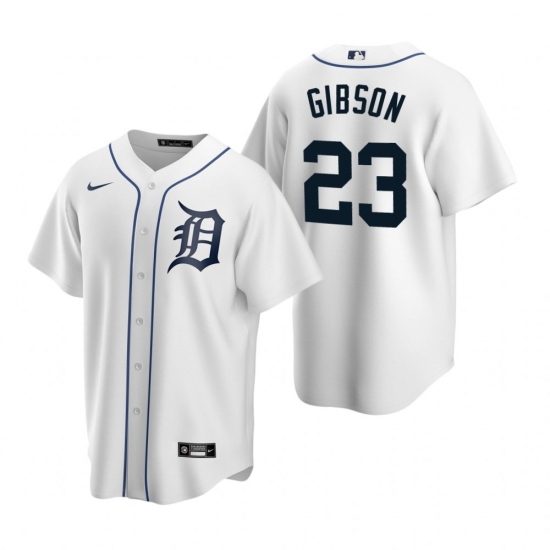 Mens Nike Detroit Tigers 23 Kirk Gibson White Home Stitched Base