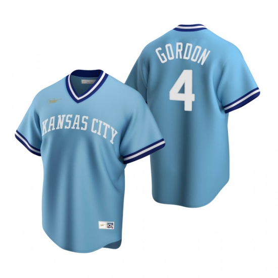 Mens Nike Kansas City Royals 4 Alex Gordon Light Blue Cooperstown Collection Road Stitched Baseball 