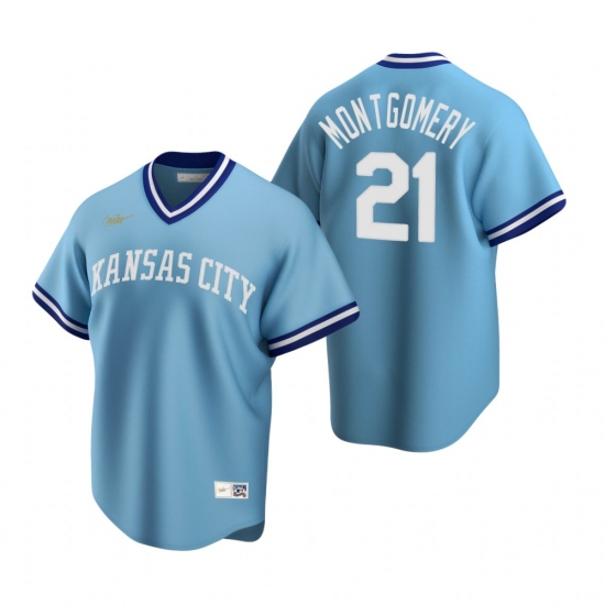 Mens Nike Kansas City Royals 21 Mike Montgomery Light Blue Coope