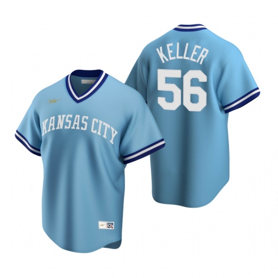 Mens Nike Kansas City Royals 56 Brad Keller Light Blue Cooperstown Collection Road Stitched Baseball