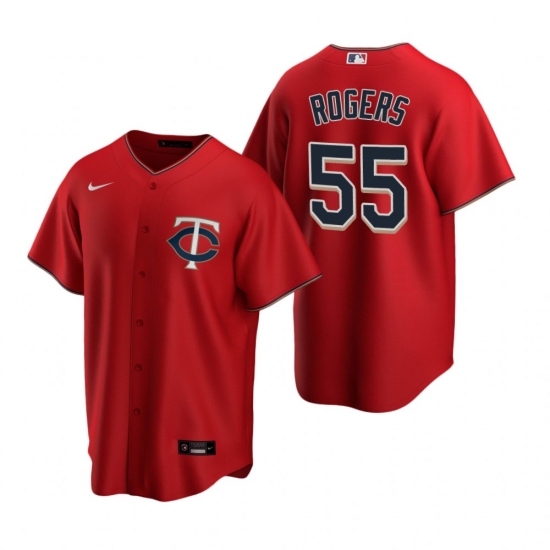 Mens Nike Minnesota Twins 55 Taylor Rogers Red Alternate Stitched Baseball Jersey