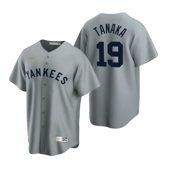 Mens Nike New York Yankees 19 Masahiro Tanaka Gray Cooperstown Collection Road Stitched Baseball Jer