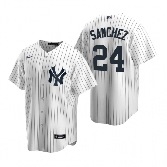 Mens Nike New York Yankees 24 Gary Sanchez White Home Stitched Baseball Jerse