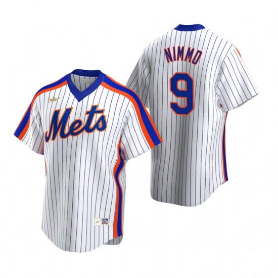 Mens Nike New York Mets 9 Brandon Nimmo White Cooperstown Collection Home Stitched Baseball Jersey