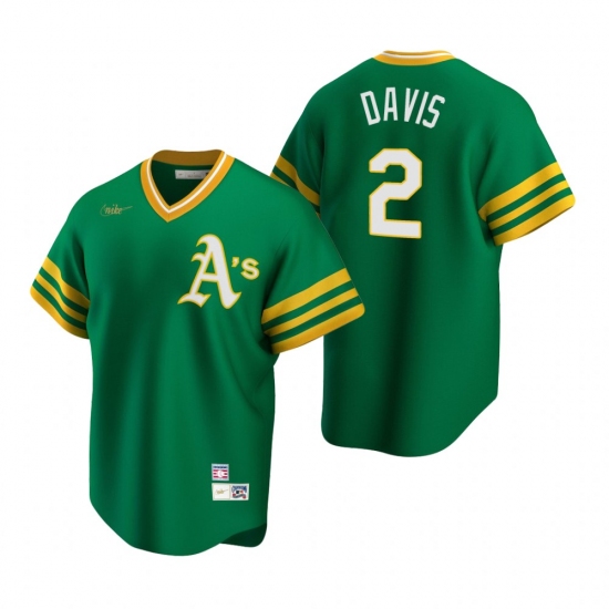 Mens Nike Oakland Athletics 2 Khris Davis Kelly Green Cooperstown Collection Road Stitched Baseball 