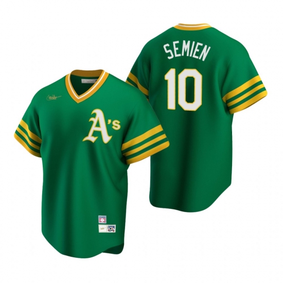 Mens Nike Oakland Athletics 10 Marcus Semien Kelly Green Cooperstown Collection Road Stitched Baseba