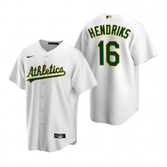 Mens Nike Oakland Athletics 16 Liam Hendriks White Home Stitched Baseball Jersey