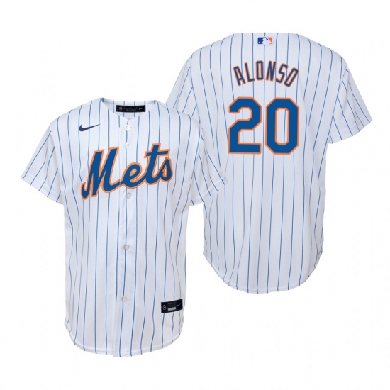 Mens Nike New York Mets 20 Pete Alonso White Home Stitched Baseball Jersey