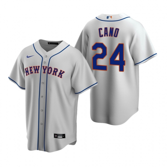 Mens Nike New York Mets 24 Robinson Cano Gray Road Stitched Baseball Jersey