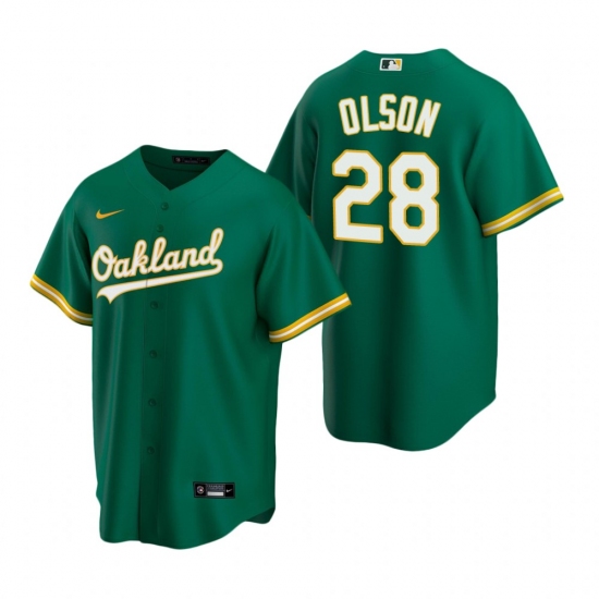 Mens Nike Oakland Athletics 28 Matt Olson Green Alternate Stitched Baseball Jersey