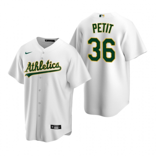 Mens Nike Oakland Athletics 36 Yusmeiro Petit White Home Stitched Baseball Jersey