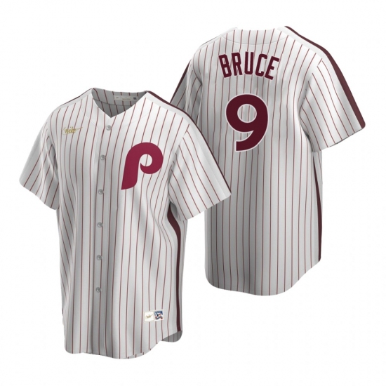 Mens Nike Philadelphia Phillies 9 Jay Bruce White Cooperstown Collection Home Stitched Baseball Jers