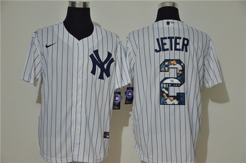 Yankees 2 Derek Jeter White Nike Cool Base Player Jersey