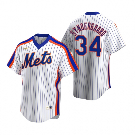 Mens Nike New York Mets 34 Noah Syndergaard White Cooperstown Collection Home Stitched Baseball Jers