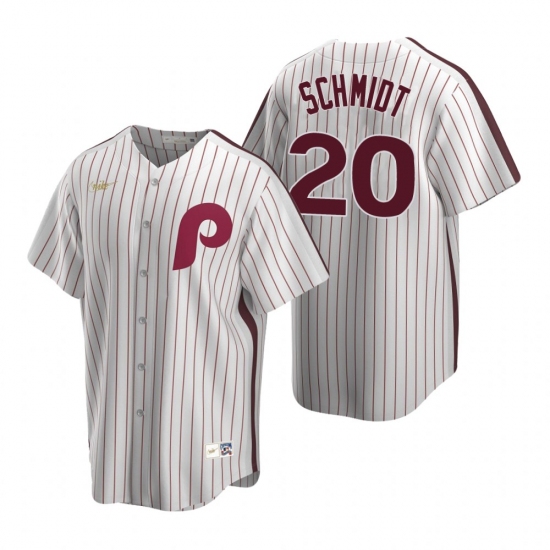 Mens Nike Philadelphia Phillies 20 Mike Schmidt White Cooperstown Collection Home Stitched Baseball 