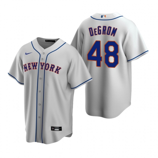 Mens Nike New York Mets 48 Jacob deGrom Gray Road Stitched Baseb