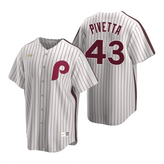 Mens Nike Philadelphia Phillies 43 Nick Pivetta White Cooperstown Collection Home Stitched Baseball 