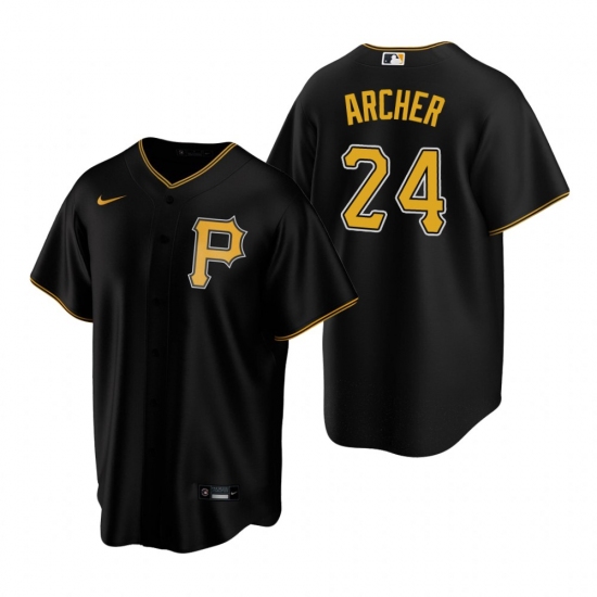 Mens Nike Pittsburgh Pirates 24 Chris Archer Black Alternate Sti