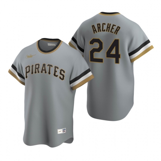 Mens Nike Pittsburgh Pirates 24 Chris Archer Gray Cooperstown Collection Road Stitched Baseball Jers