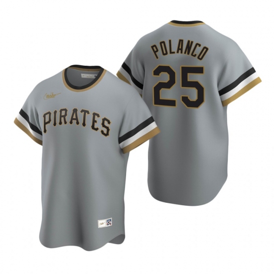 Mens Nike Pittsburgh Pirates 25 Gregory Polanco Gray Cooperstown Collection Road Stitched Baseball J