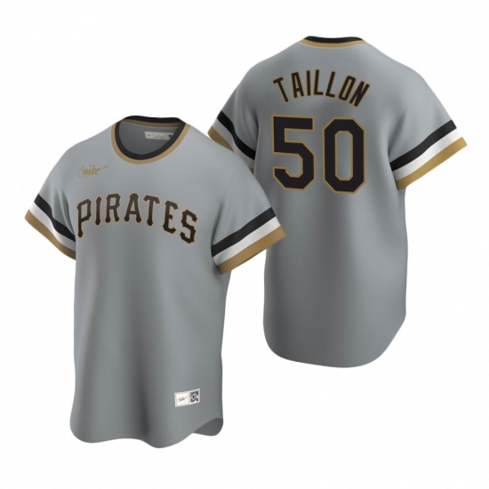 Mens Nike Pittsburgh Pirates 50 Jameson Taillon Gray Cooperstown Collection Road Stitched Baseball J