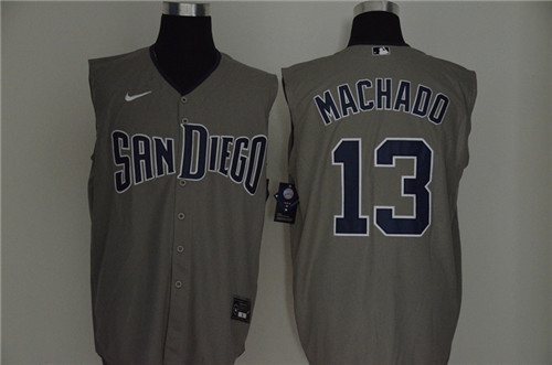 Padres 13 Manny Machado Gray Nike Cool Base Sleeveless Jersey