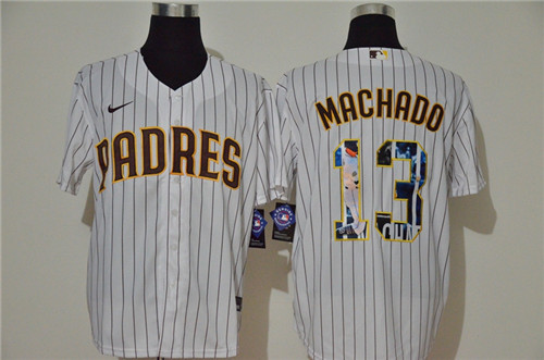 Padres 13 Manny Machado White Nike Cool Base Player Jersey