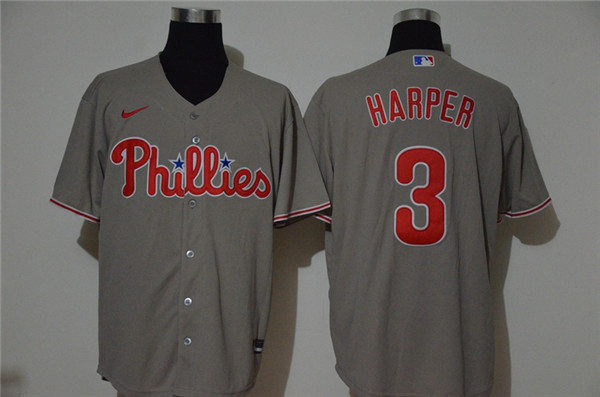 Phillies 3 Bryce Harper Gray 2020 Nike Cool Base Jersey