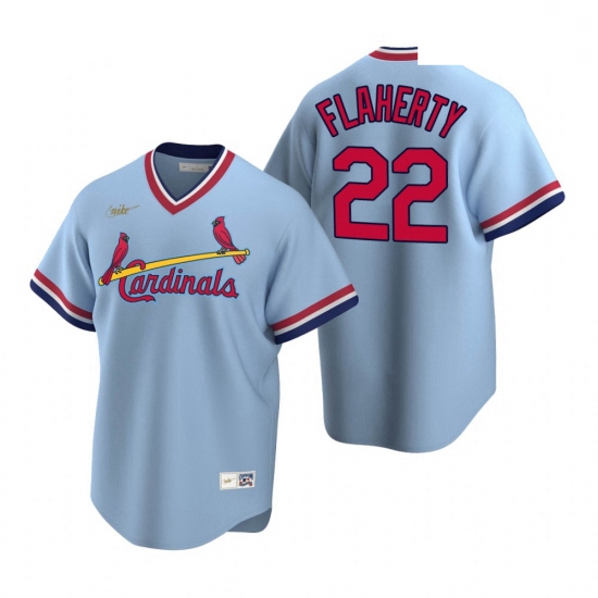 Men's Nike St. Louis Cardinals #22 Jack Flaherty Light Blue Cooperstown Collection Road Stitched Bas