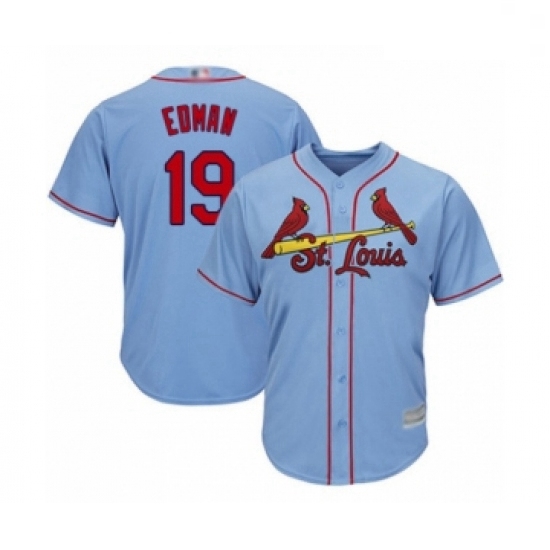 Youth St. Louis Cardinals #19 Tommy Edman Authentic Light Blue Alternate Cool Base Baseball Player J