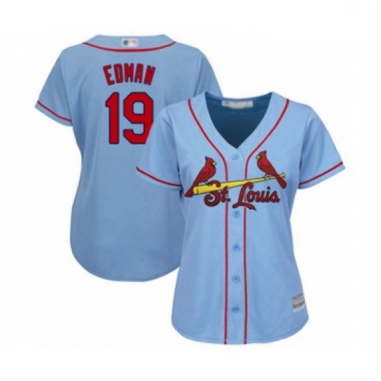 Women's St. Louis Cardinals #19 Tommy Edman Authentic Light Blue Alternate Cool Base Baseball Player