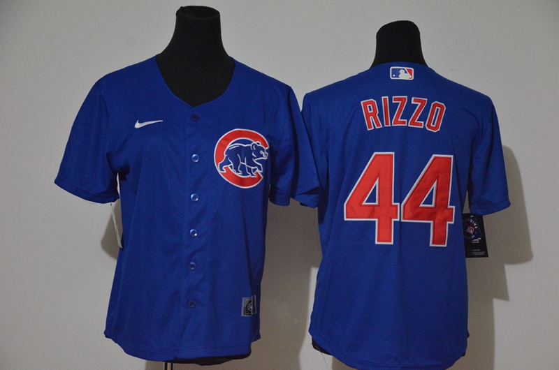 Women Cubs 44 Anthony Rizzo Royal Women Nike Cool Base Jersey