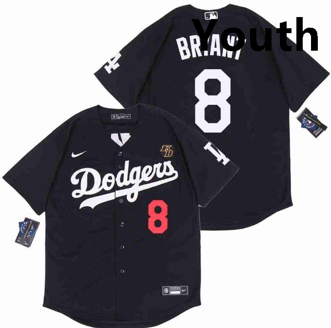 Youth Dodgers 8 Kobe Bryant Black Cool Base Stitched MLB Jersey