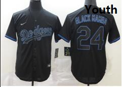 Youth Dodgers 24 Kobe Bryant Name Black Mamba Black  Cool Base Stitched MLB Jersey